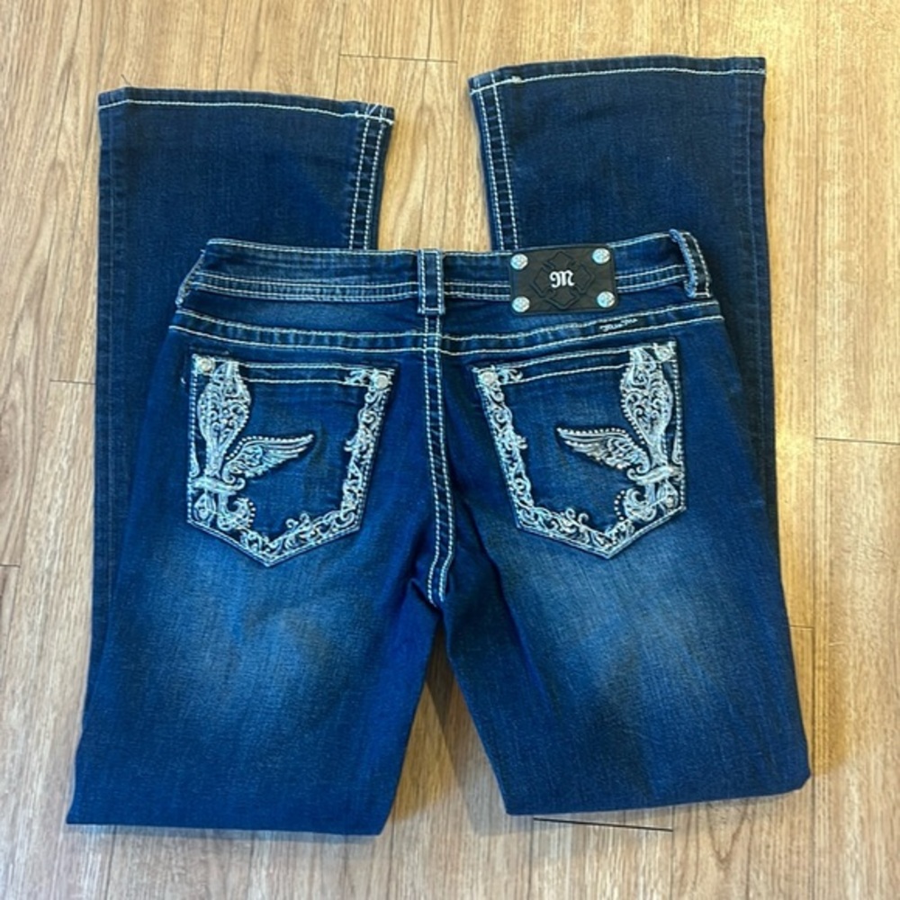 Miss Me Size 31 Dark Blue Embroidered Boot Cut Jeans